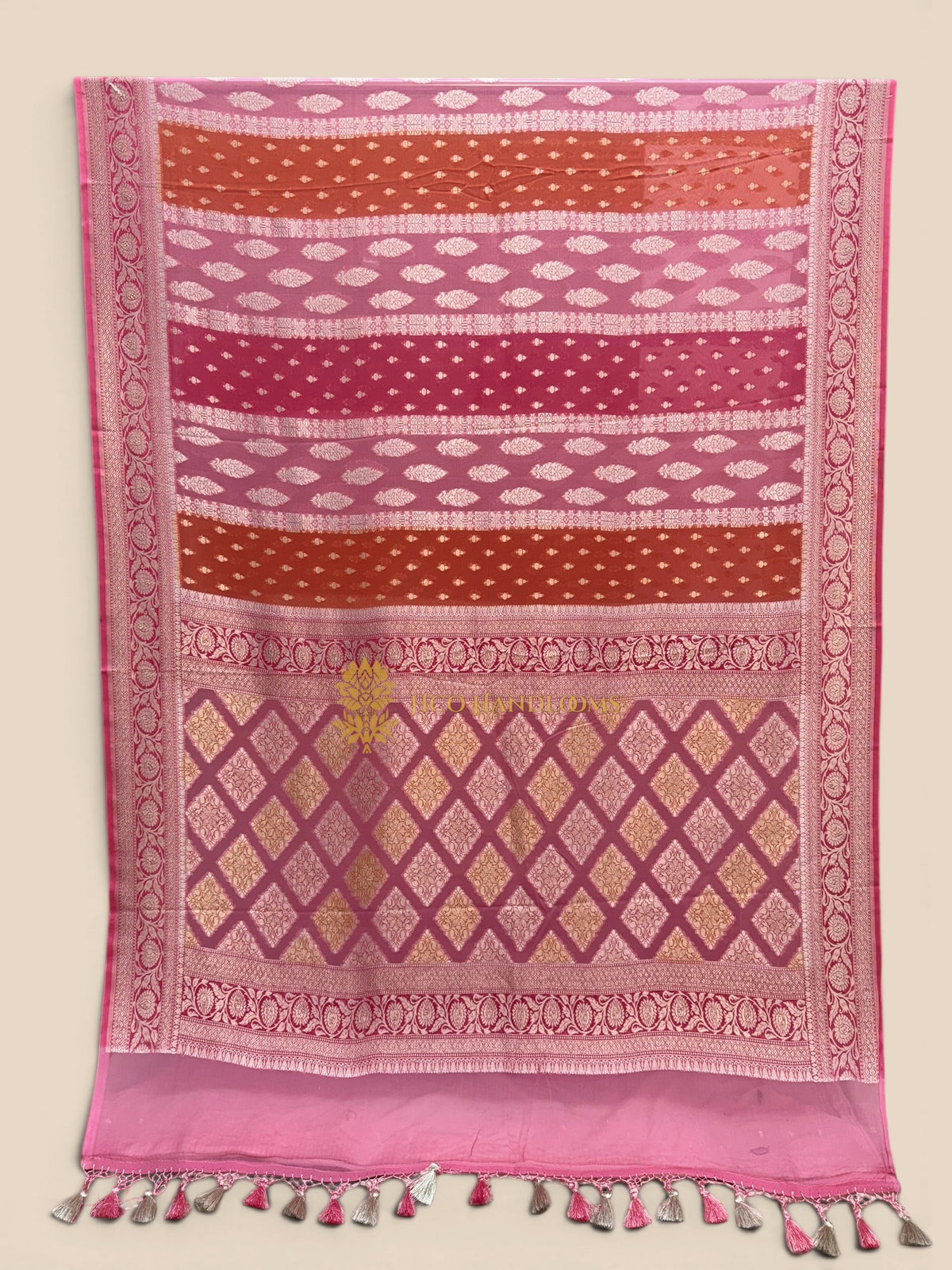 Rangkat Pure Khaddi Georgette Handloom Banarasi Saree - Water Zari