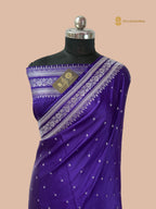 Regal Purple Premium Mashru Katan Silk Banarasi Saree - All Over Floral Motifs