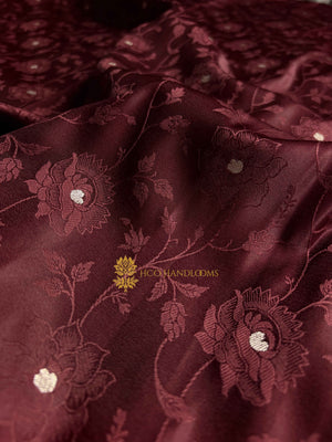 Premium Mashru Katan Silk Banarasi Saree With Tanchui Brocade Floral Motifs