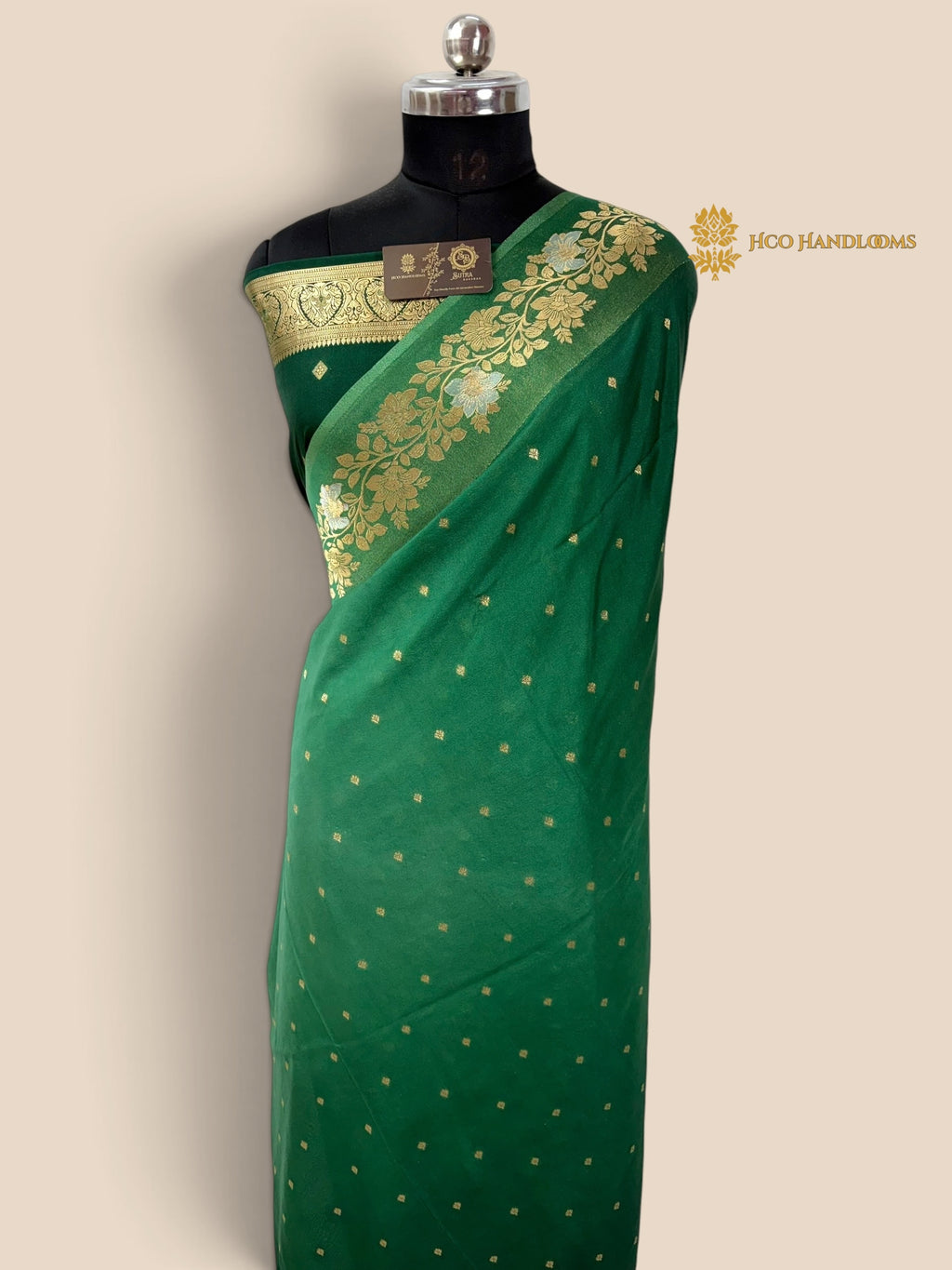 Green Gradient Premium Soft Silk Banarasi Saree - All Over Motifs