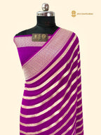 Purple Pure Khaddi Georgette Silk Handloom Banarasi Saree