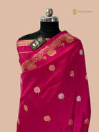 Rani Pink Pure Mango Katan Silk Handloom Banarasi Saree - All Over Kadua Motifs