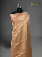 Regal Peach Pure Katan Silk Handloom Banarasi saree - All Over Tanchui Brocade