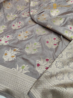 Light Lavender Pure Katan Silk Handloom Banarasi Saree - All Over Meenakari Motifs