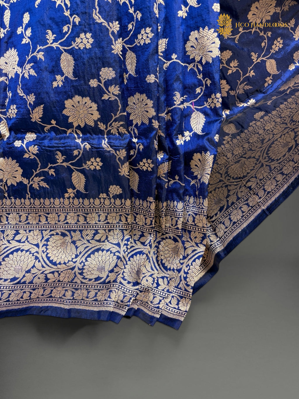 Pure Katan Silk Handloom Banarasi Saree - All Over Floral Jangla