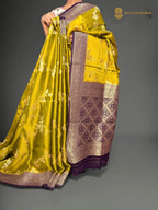 Premium Mashru Crepe Silk Banarasi Saree - All Over Jangla