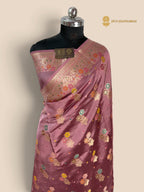 Light Blue Pure Mango Katan Silk Banarasi Saree - All Over Meenakari Motifs