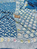 Blue Pure Khaddi Georgette Silk Handloom Banarasi Saree - All Over Meenakari Jaal