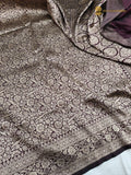 Deep Wine Pure Katan Silk Handloom Banarasi Saree - All Over Tanchui Brocade