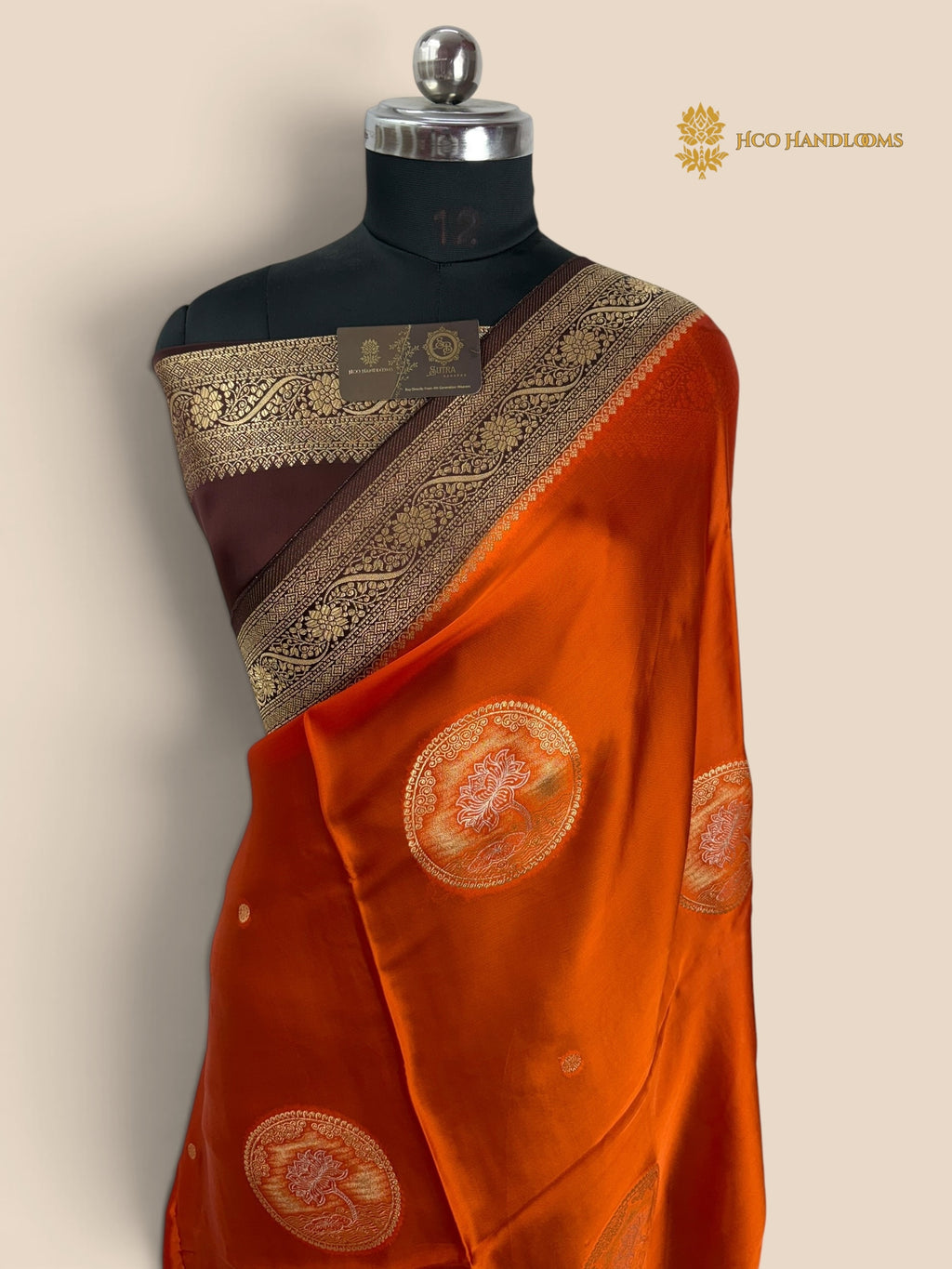Premium Mashru Crepe Silk Banarasi Saree - All Over Lotus Motifs