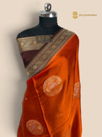 Premium Mashru Crepe Silk Banarasi Saree - All Over Lotus Motifs