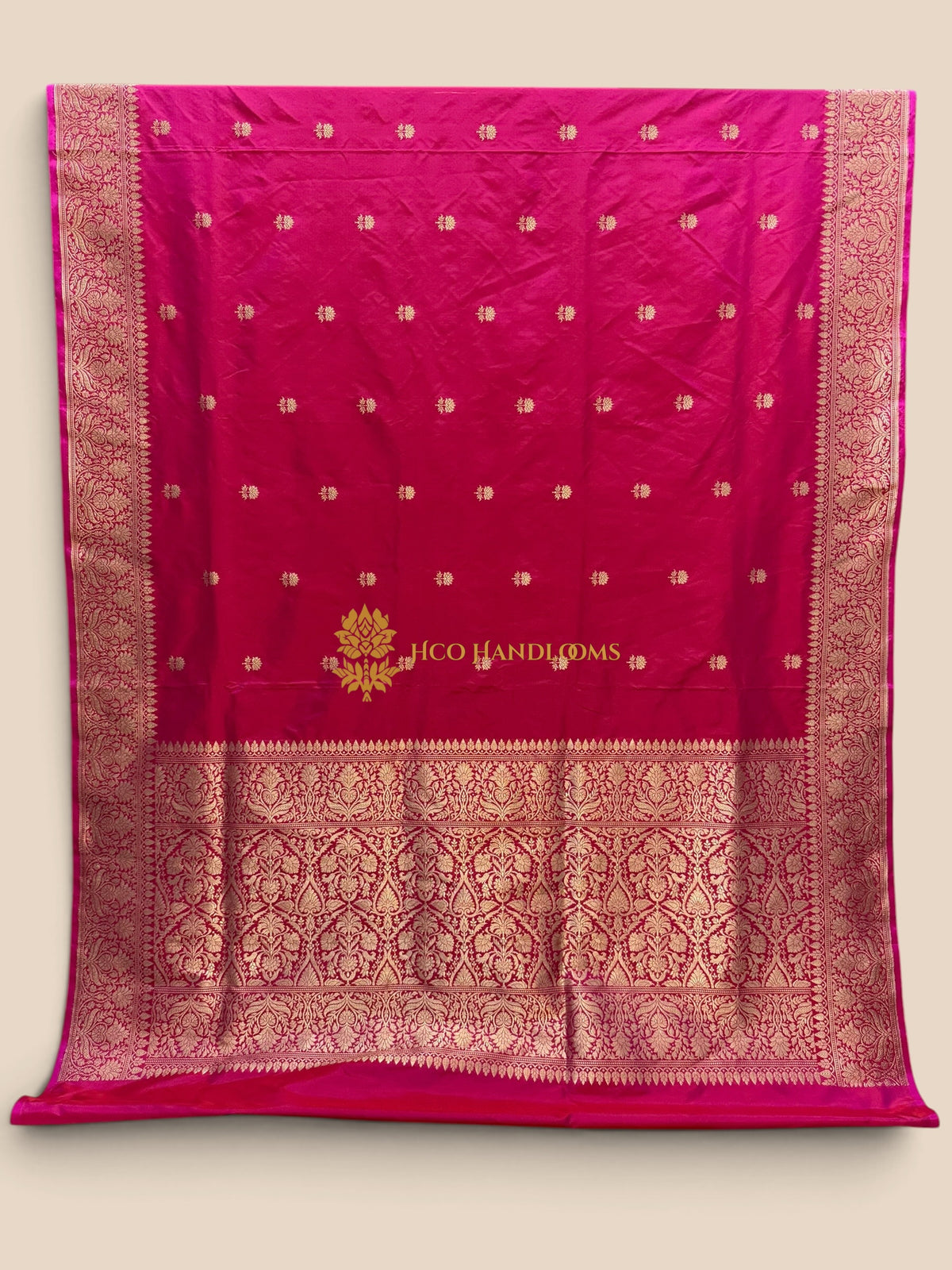 Regal Rani Pink Pure Katan Silk Handloom Banarasi Saree - All Over Kadhua Motifs