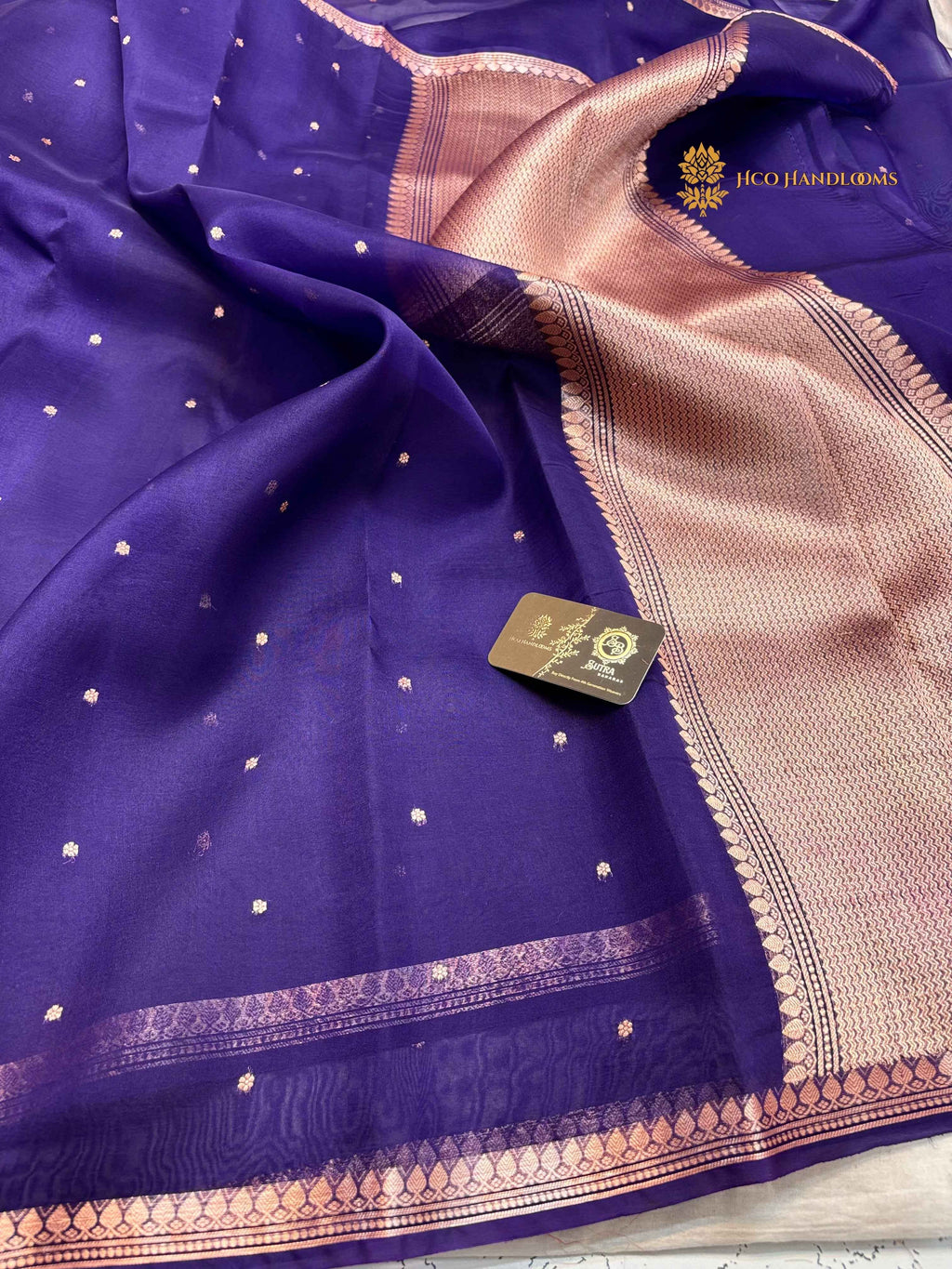Pure Kora Silk Handloom Banarasi Saree - All Over Small Buti