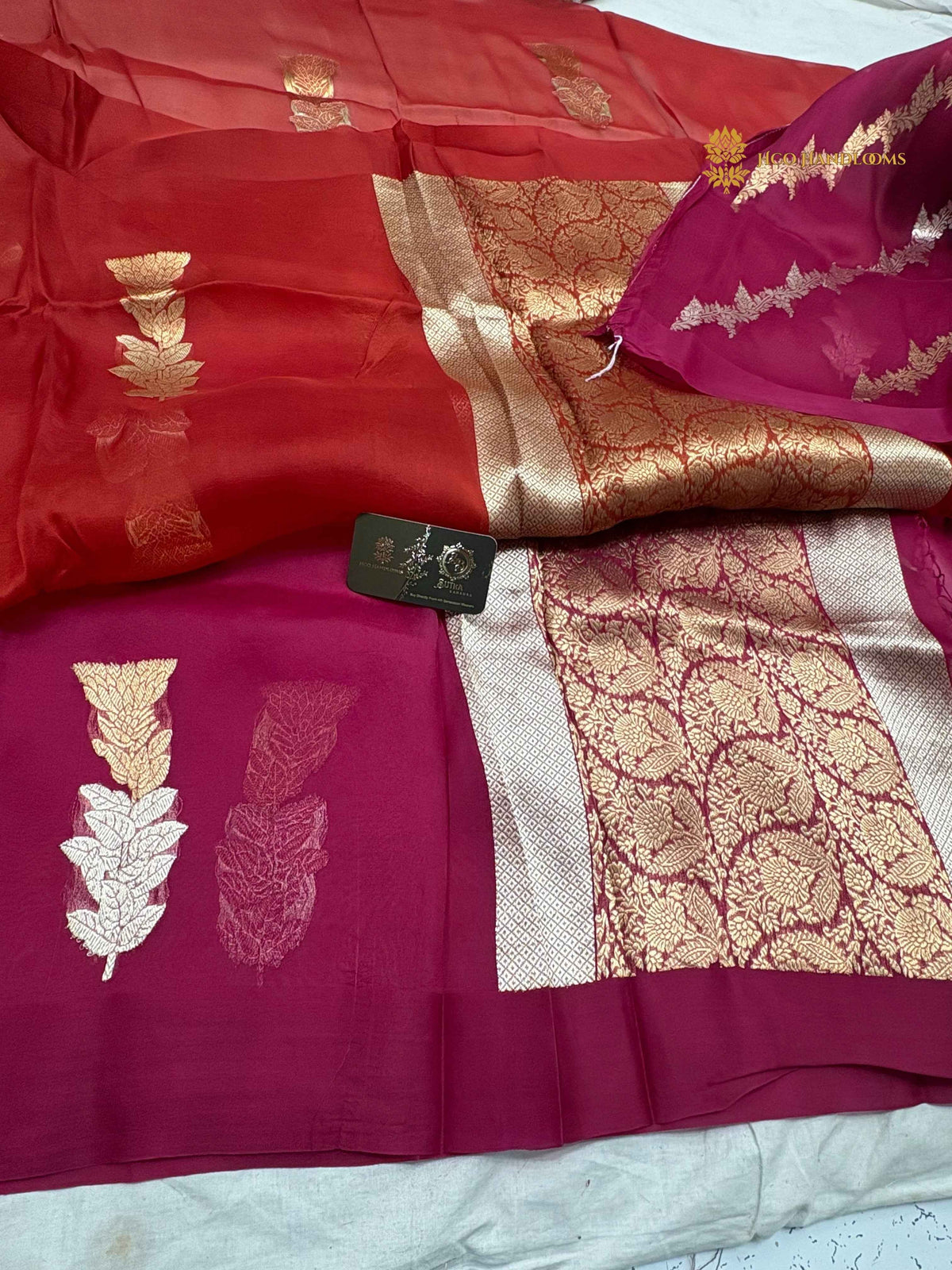 Wine & Red Pure Kora Silk Handloom Banarasi Saree - All Over Kadhua Buta
