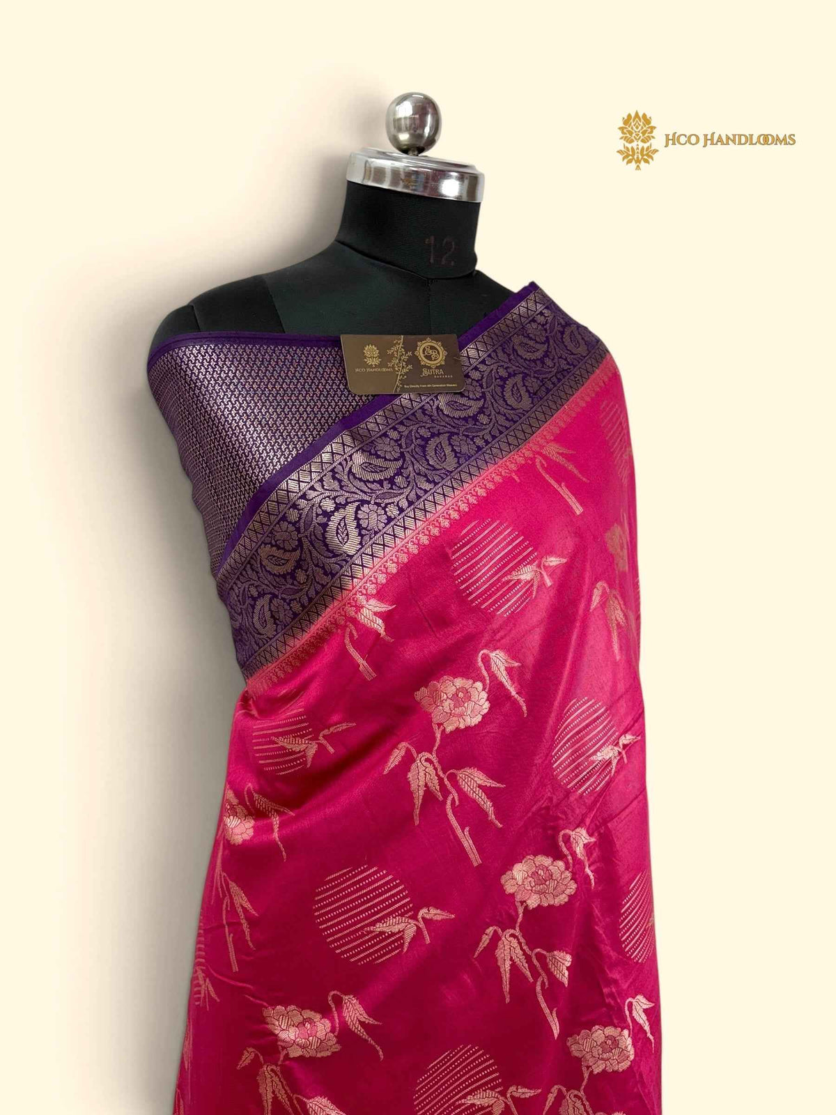 Contrast Premium Soft Silk Banarasi Saree - All Over Floral Design