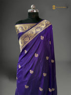 Regal Purple Pure Katan Silk Handloom Banarasi saree - All Over Kadhua Meenakari Motifs