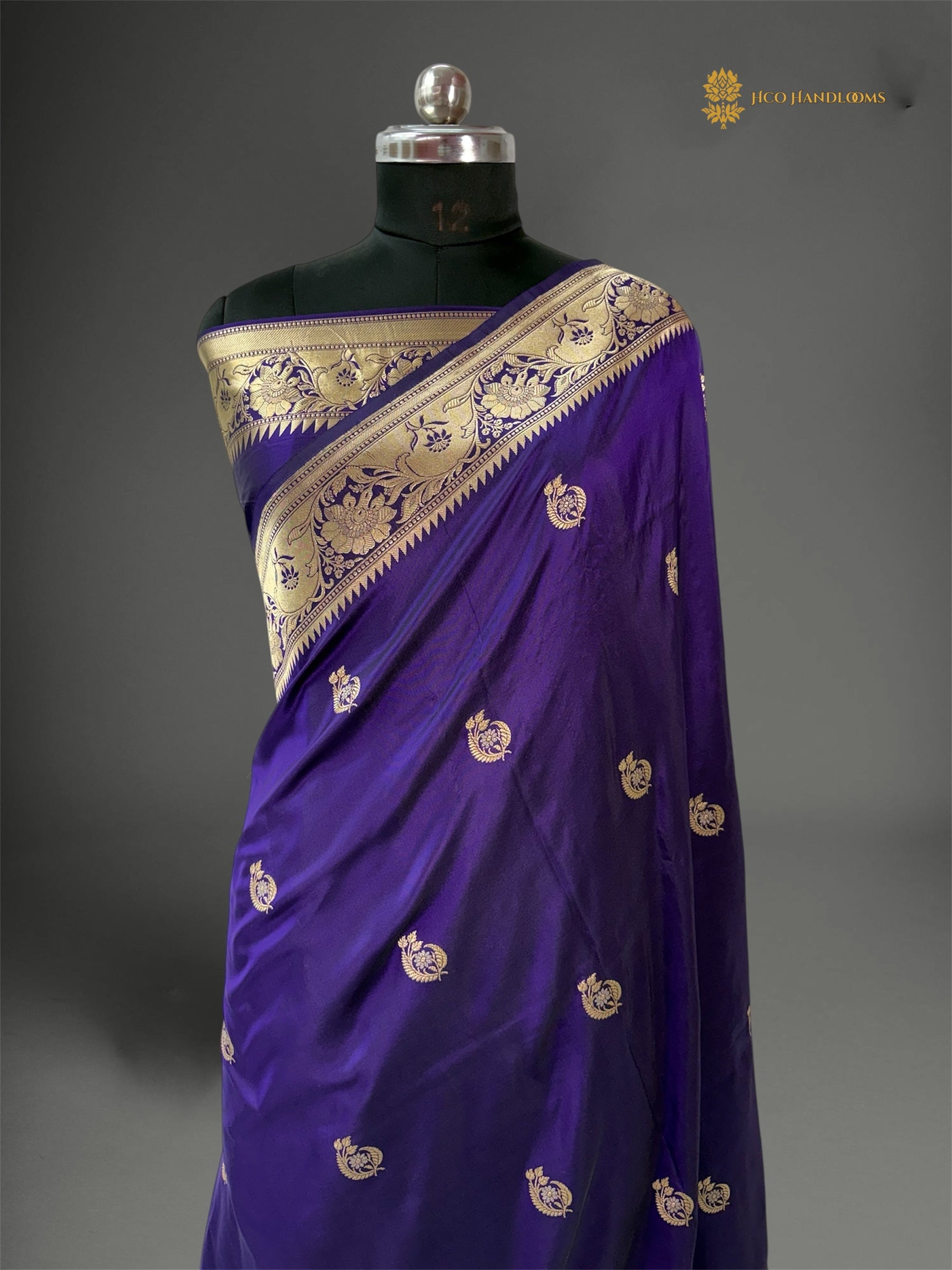 Regal Purple Pure Katan Silk Handloom Banarasi saree - All Over Kadhua Meenakari Motifs