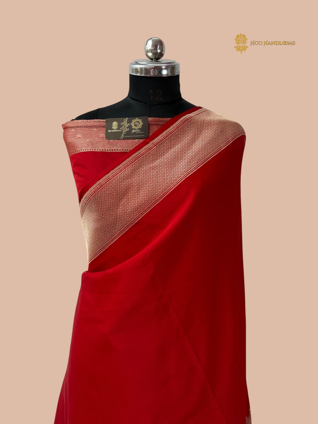 Regal Red Premium Mashru Katan Silk Banarasi Saree - Ganga Ghat Design