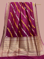 Regal Wine Pure Katan Silk Handloom Banarasi saree - All Over Floral Jaal