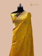 Regal Yellow Pure Katan Silk Handloom Banarasi Saree - All Over Meenakari Motifs