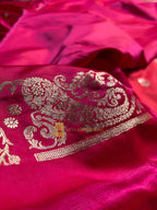 Premium Mashru Katan Silk Banarasi Saree With Floral Motifs