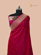Regal Cherry Red Premium Mashru Katan Silk Banarasi Saree - All Over Tanchui With Motifs