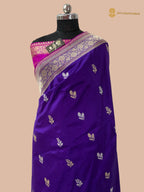 Regal Purple Pure Katan Silk Handloom Banarasi Saree - All Over Kadua Motifs