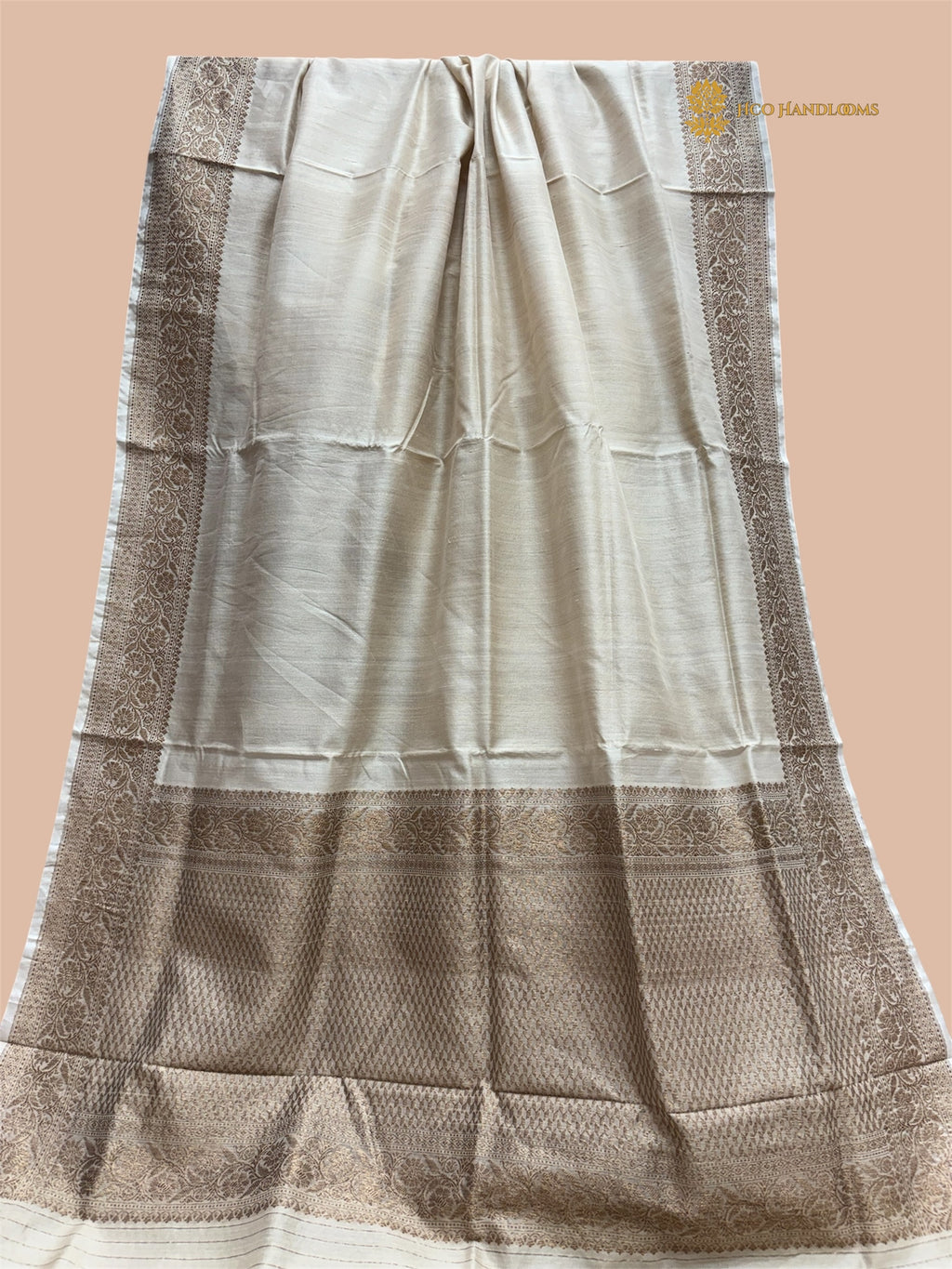 Pure Tussar Silk Handloom Banarasi Saree - Plain Body