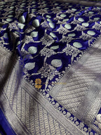 Premium Mashru Katan Silk Floral Jangla Banarasi Saree