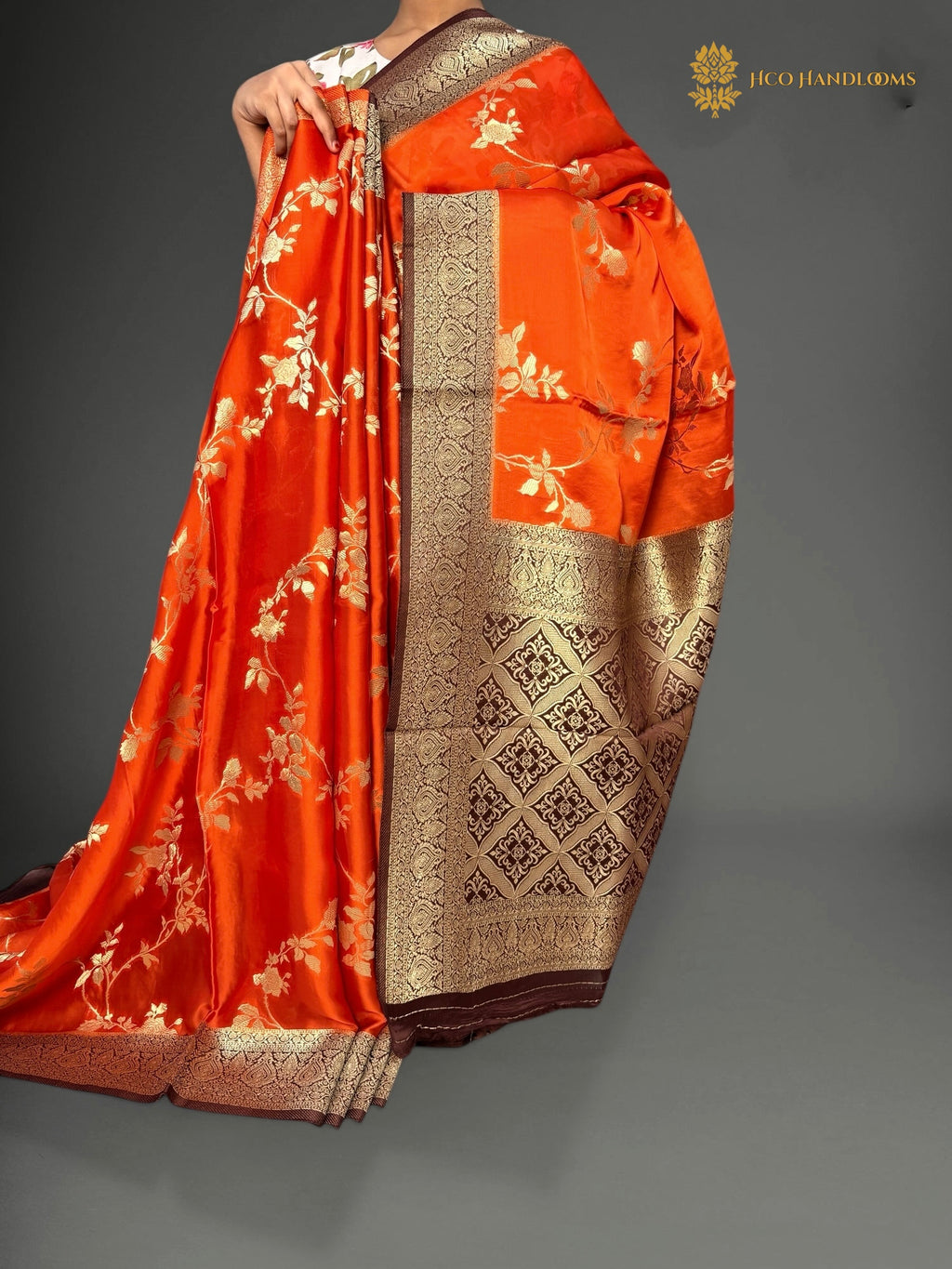 Premium Mashru Crepe Silk Banarasi Saree - All Over Jangla