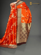 Premium Mashru Crepe Silk Banarasi Saree - All Over Jangla