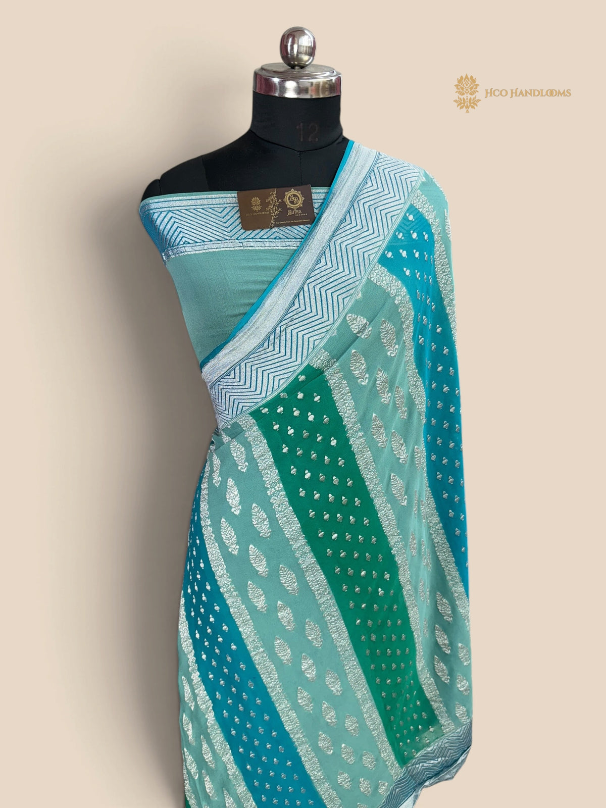 Rangkat Pure Khaddi Georgette Handloom Banarasi Saree - Water Zari