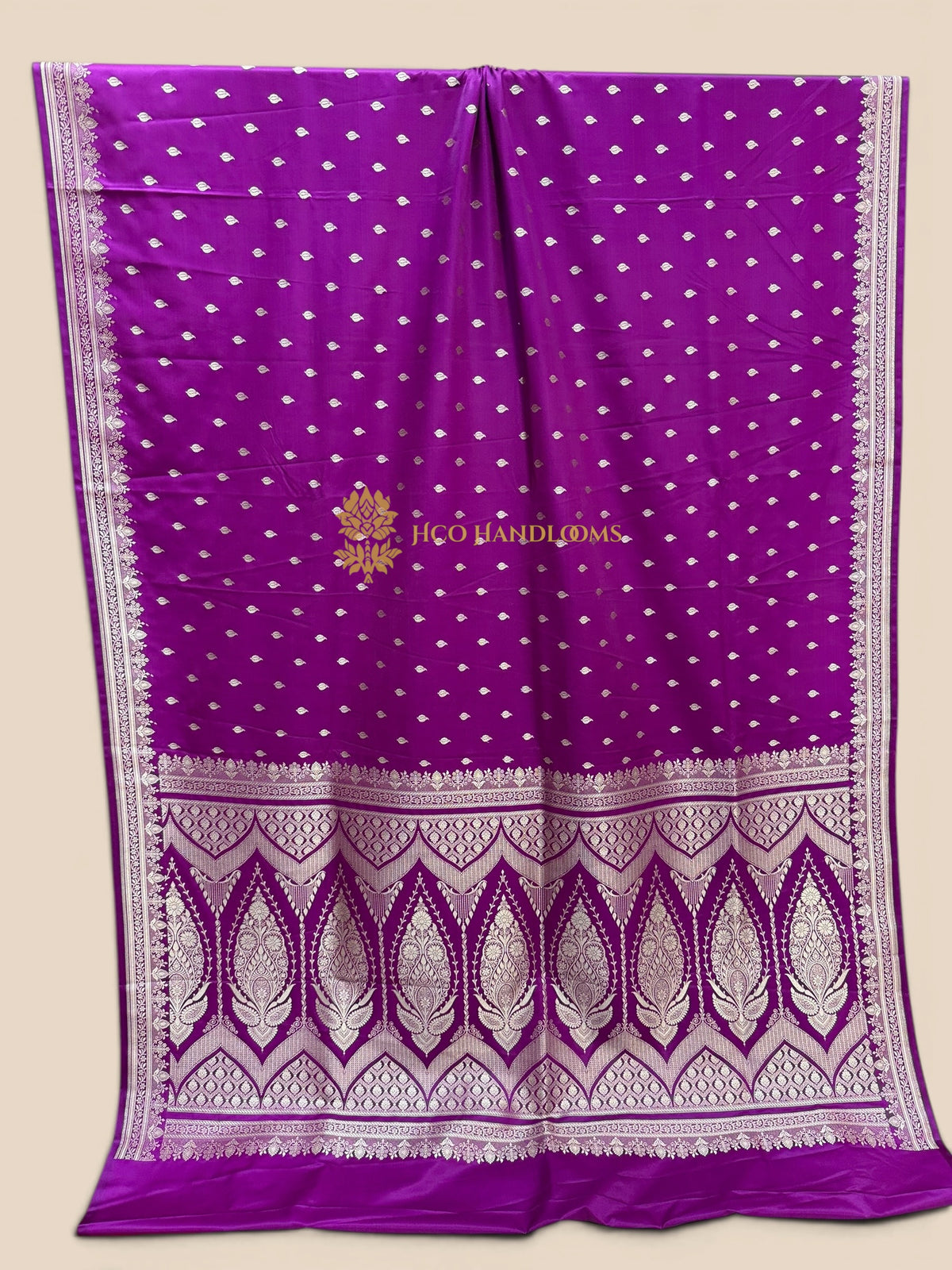 Purple Premium Mashru Katan Silk Banarasi Saree - Small Motifs