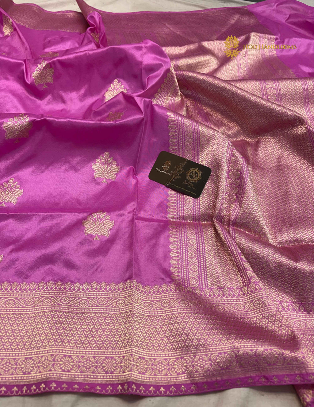 Lavish Pink Pure Katan Silk Handloom banarasi saree - All Over Kadhua Motifs