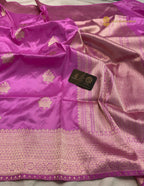 Lavish Pink Pure Katan Silk Handloom banarasi saree - All Over Kadhua Motifs