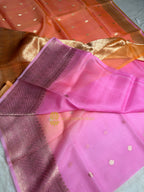 Pure Kora Silk Handloom Banarasi Saree - All Over Kadhua Motifs