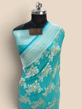 Light Blue Pure Khaddi Georgette Silk handloom Banarasi Saree - Water Zari