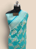Light Blue Pure Khaddi Georgette Silk handloom Banarasi Saree - Water Zari