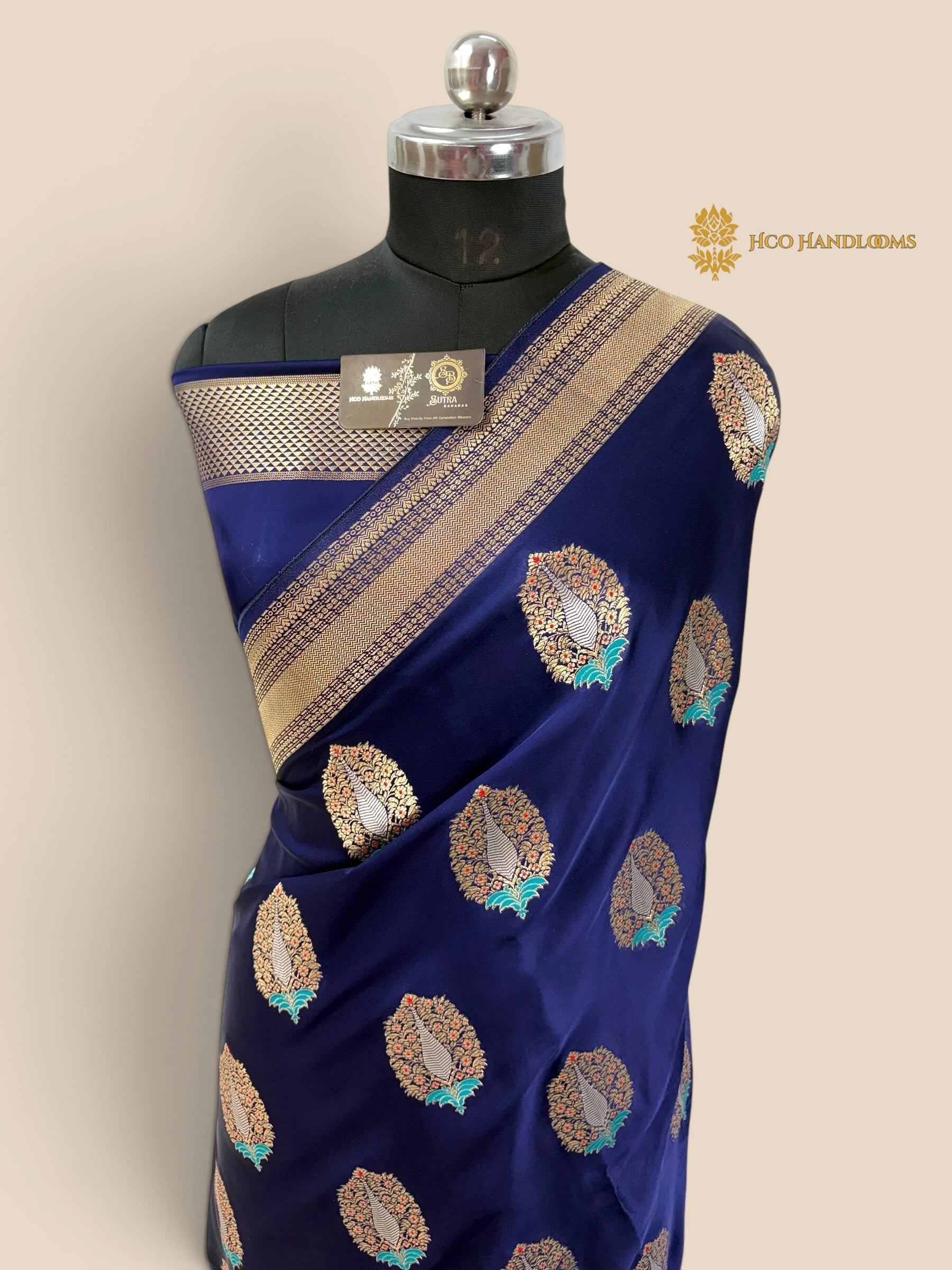 Nita Ambani Premium Mashru Crepe Silk Banarasi Saree - All Over Meenakari Motifs