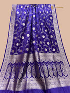 Purple Premium Mashru Katan Silk Floral Jangla Banarasi Saree
