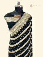 Black Pure Khaddi Georgette Silk Handloom Banarasi Saree