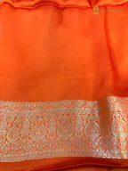 Premium Mashru Crepe Silk Banarasi Saree - All Over Jangla