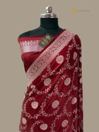 Red Premium Mashru Katan Silk Floral Jangla Banarasi Saree