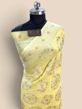 Yellow Pure Khaddi Georgette Silk handloom Banarasi Saree - Water Zari