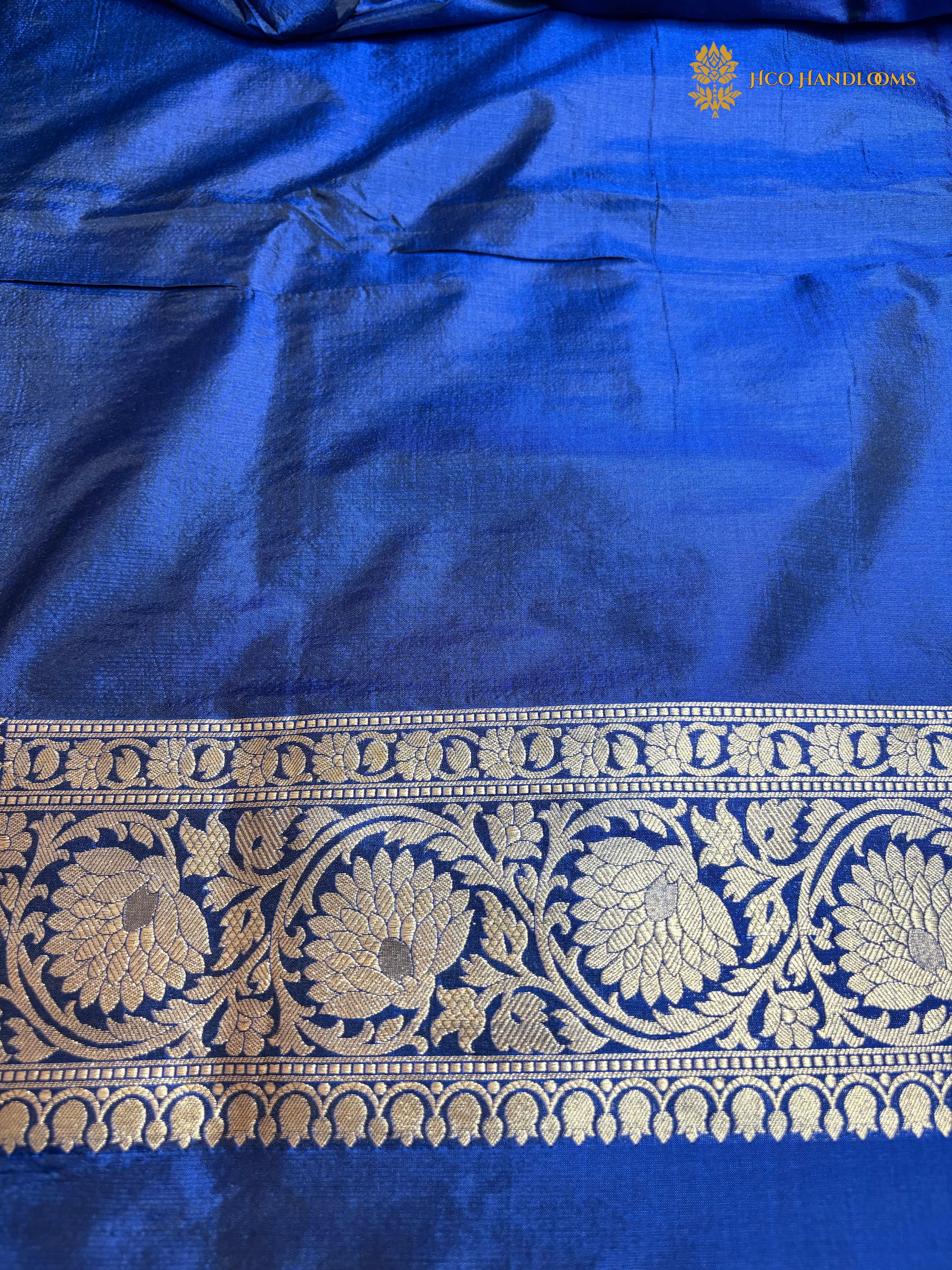 Pure Katan Silk Handloom Banarasi Saree - All Over Floral Jangla