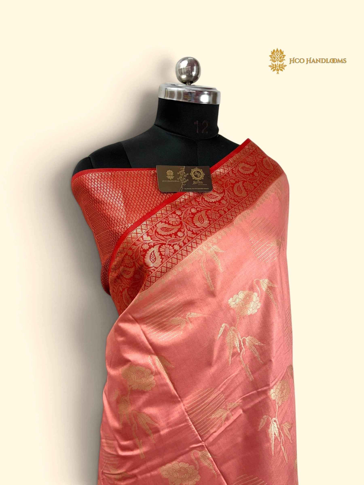 Contrast Premium Soft Silk Banarasi Saree - All Over Floral Design
