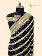 Black Pure Khaddi Georgette Silk Handloom Banarasi Saree