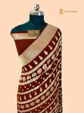 Brown Pure Khaddi Georgette Silk Handloom Banarasi Saree