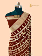 Brown Pure Khaddi Georgette Silk Handloom Banarasi Saree