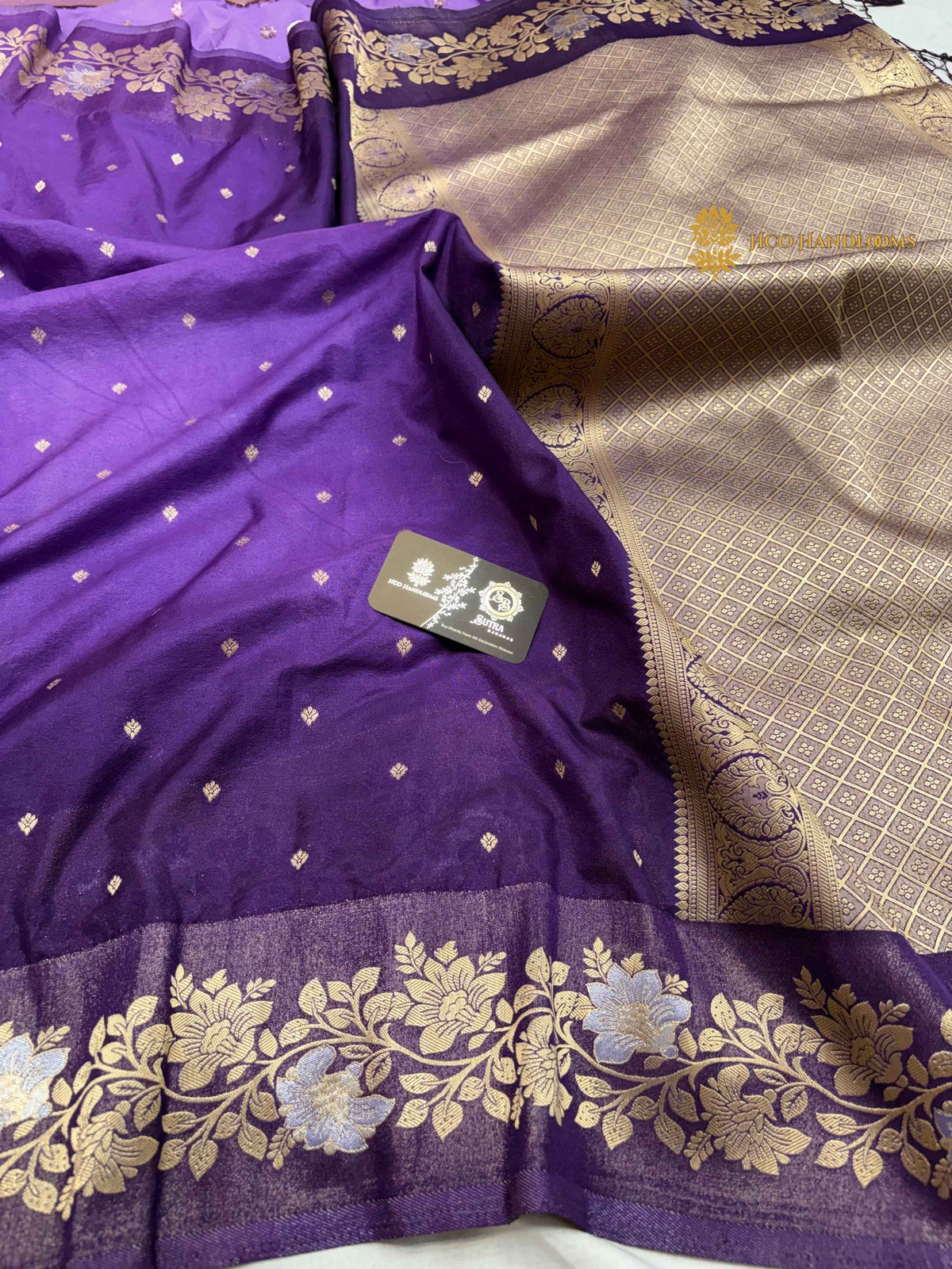 Purple Gradient Premium Soft Silk Banarasi Saree - All Over Motifs